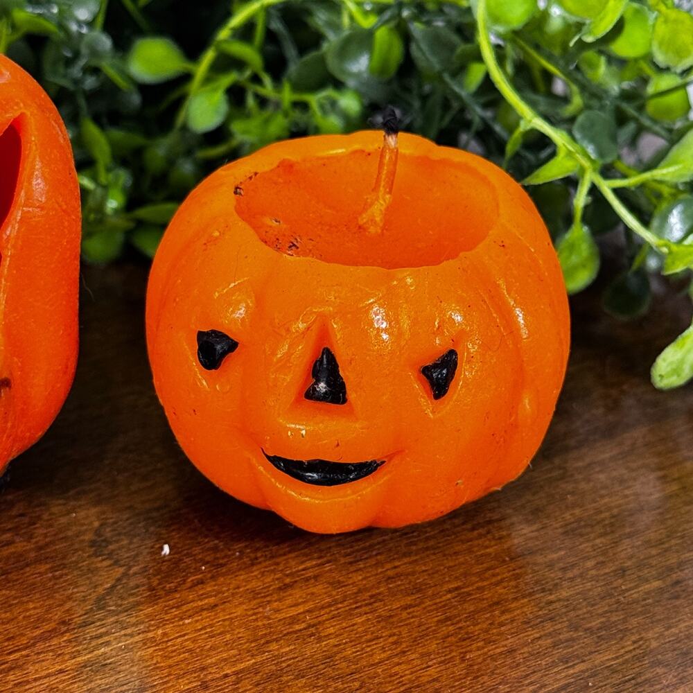 Vintage Halloween Candles Set of 2 Pumpkins Black Cat Kitschy Decor - Picture 3 of 4